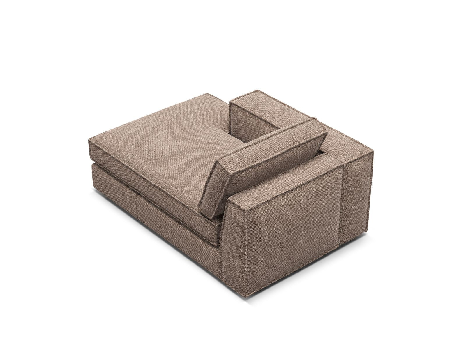 Elegante linke 1-Sitzer Chaise Longue Pola in warmem Braun, ideal für stilvolle Wohnräume und entspannende Rückzugsorte.