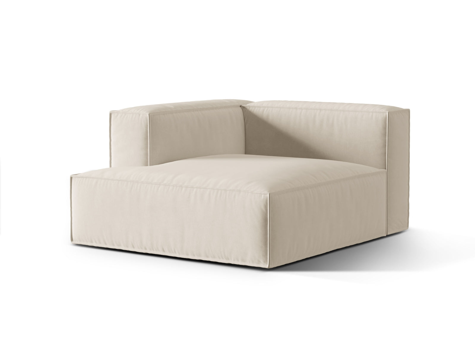 Nuria Velour Chaise Longue links 1 Sitzer in Beige-Paris präsentiert im Onlineshop von KAQTU Design AG. Modulares Sofa ist von Micadoni