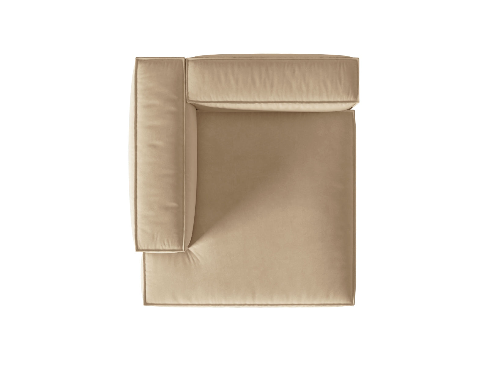 Elegante Nuria Velour Chaise Longue links 1 Sitzer in sanftem Nude, ideal für stilvolle Wohnräume und entspannte Auszeiten.