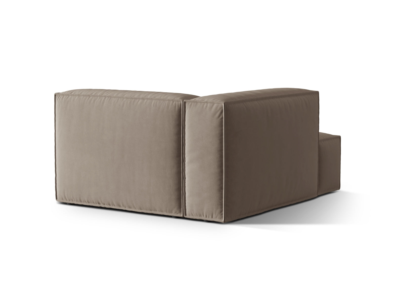 Moderne Nuria Velour Chaise Longue links 1 Sitzer in sanftem Grauton, perfekt für gemütliche und stilvolle Wohnlandschaften.