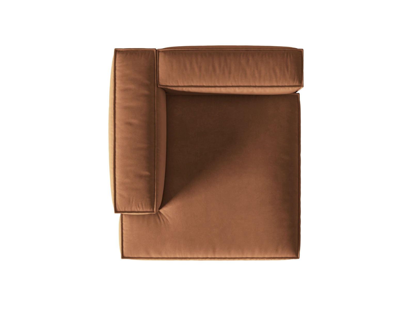 Elegante Nuria Velour Chaise Longue links, 1 Sitzer in einem sanften Honigton, ideal für stilvolle und einladende Wohnräume.
