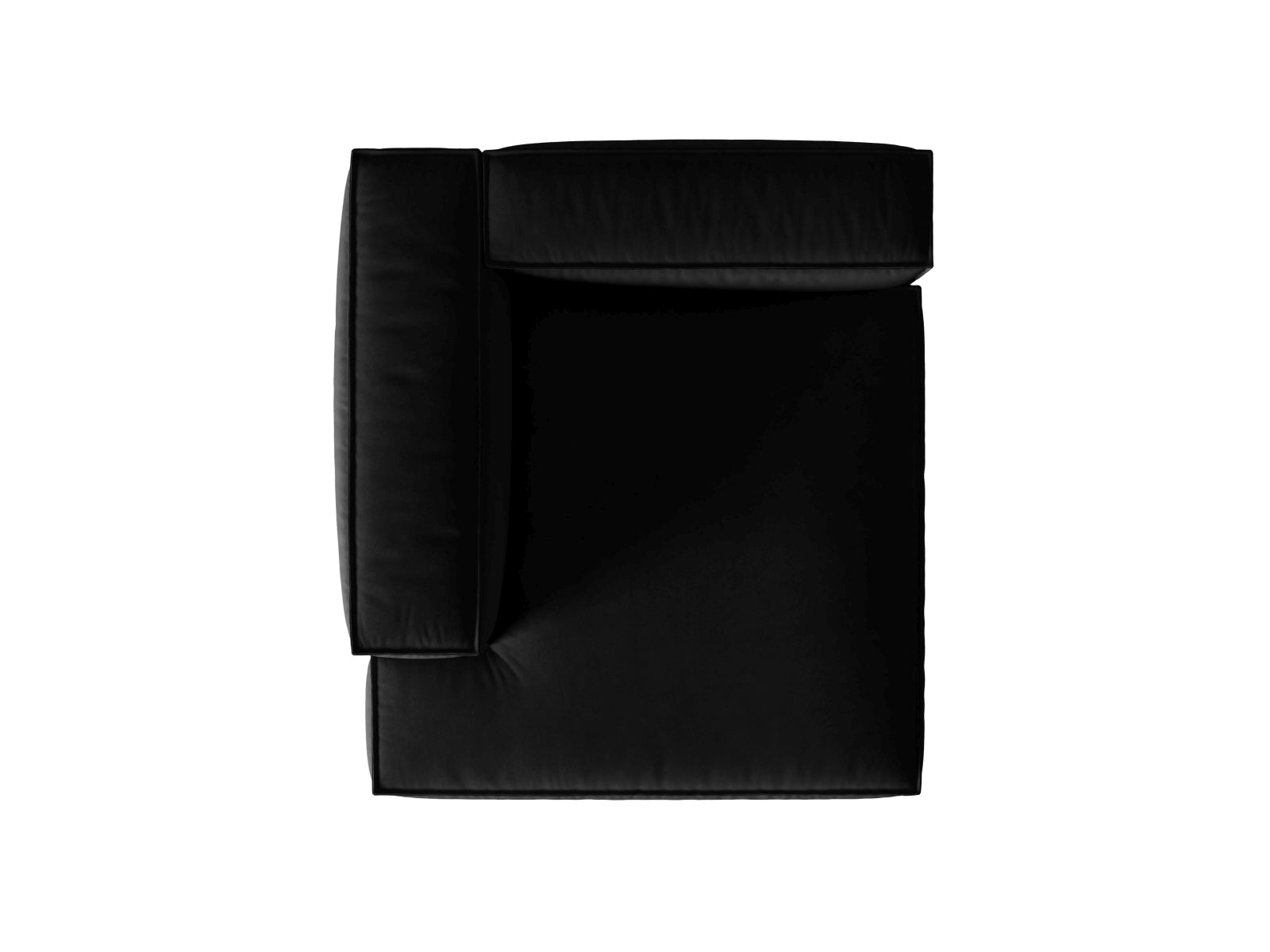 Elegante Nuria Velour Chaise Longue links 1 Sitzer in luxuriösem Schwarz, ideal für moderne Wohnkonzepte und entspannende Momente.