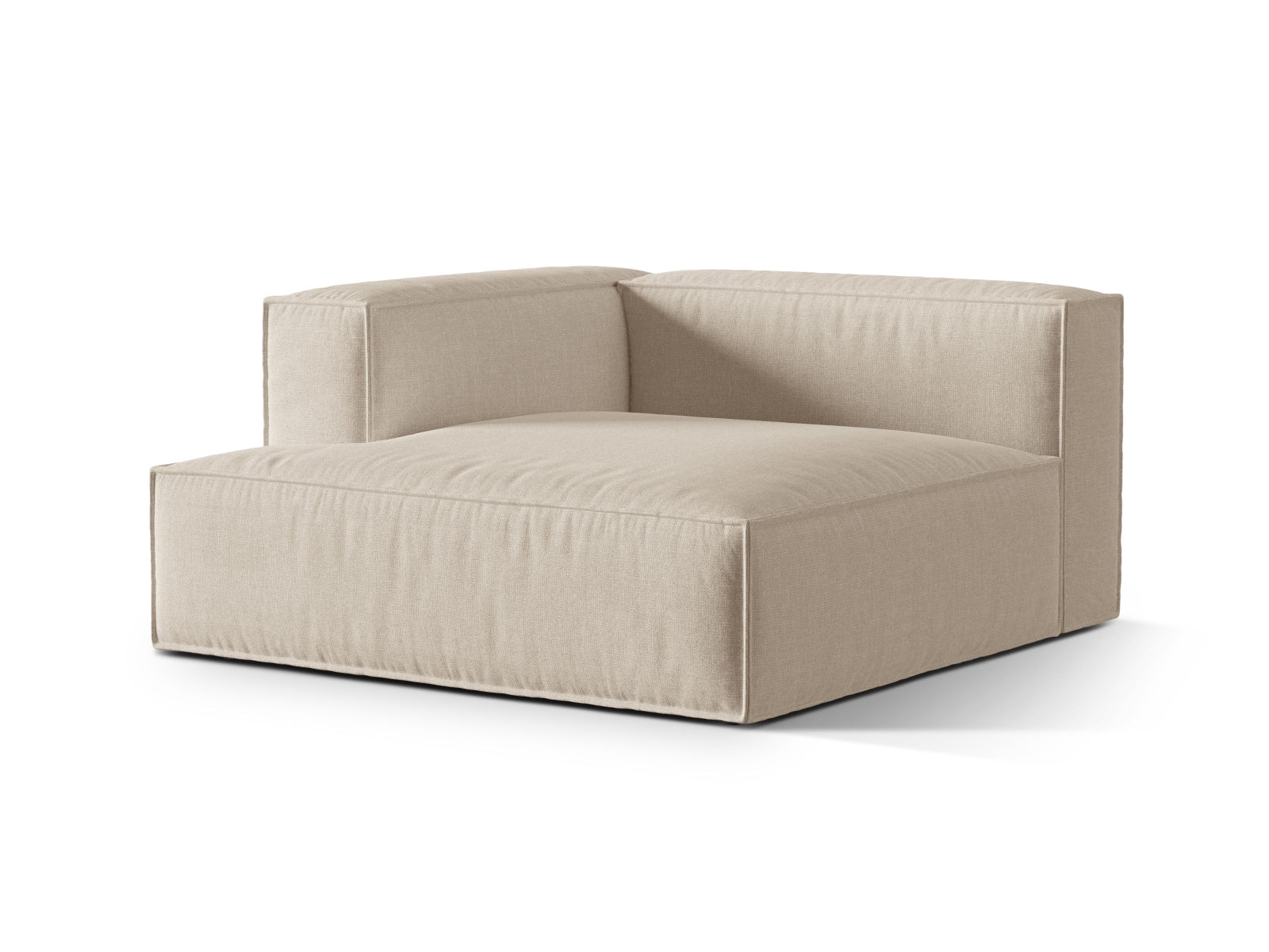 Eleganter 1-Sitzer Chaise Longue Links Nuria in stilvollem Beige, ideal für moderne Wohnräume. Teil der flexiblen Sofaserie von Micadoni.