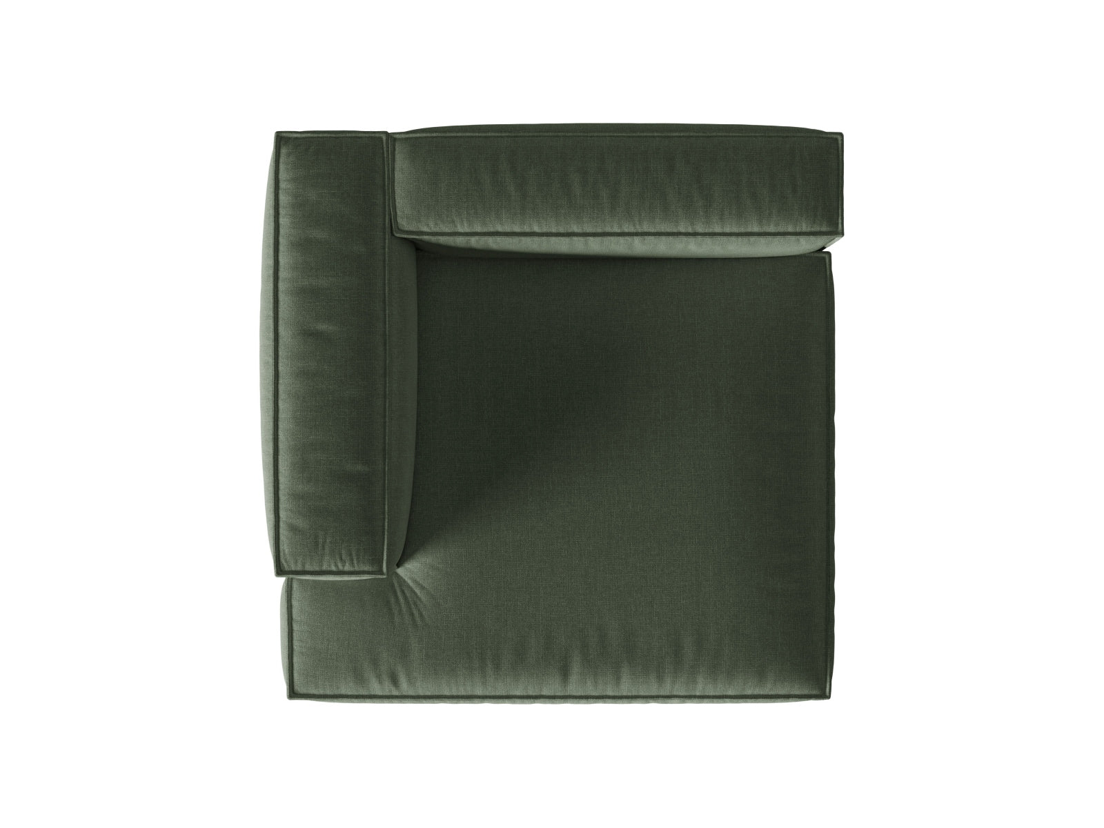 Stylische 1-Sitzer Chaise Longue links aus der Nuria-Serie in Moosgrün, perfekt für gemütliche Ecken und modernes Wohndesign.