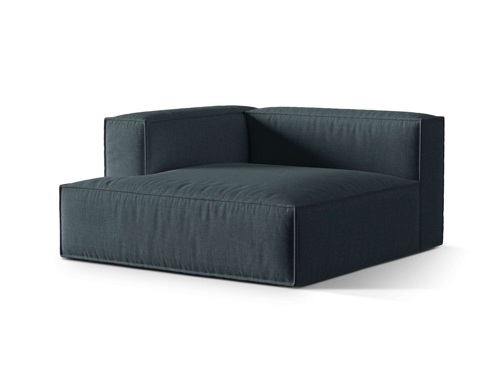 Eleganter 1-Sitzer Chaise Longue Links Nuria in tiefem Petrol, ideal für stilvolle Wohnräume. Teil des modularen Sofas von Micadoni.