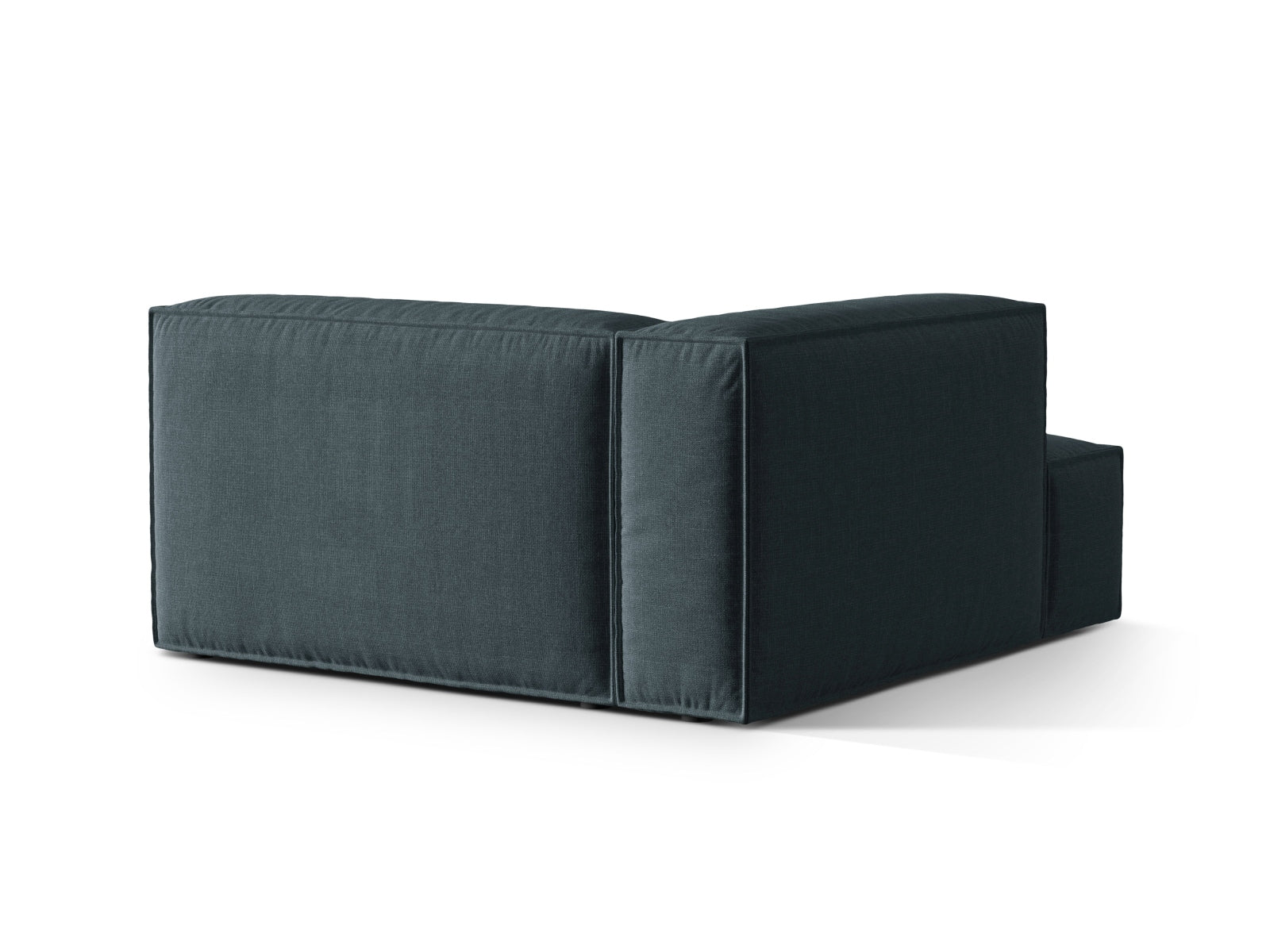 Elegante linke Chaise Longue Nuria in tiefem Petrol, ideal für stilvolle Wohnräume und kombinierbar mit anderen Modulen von Micadoni.