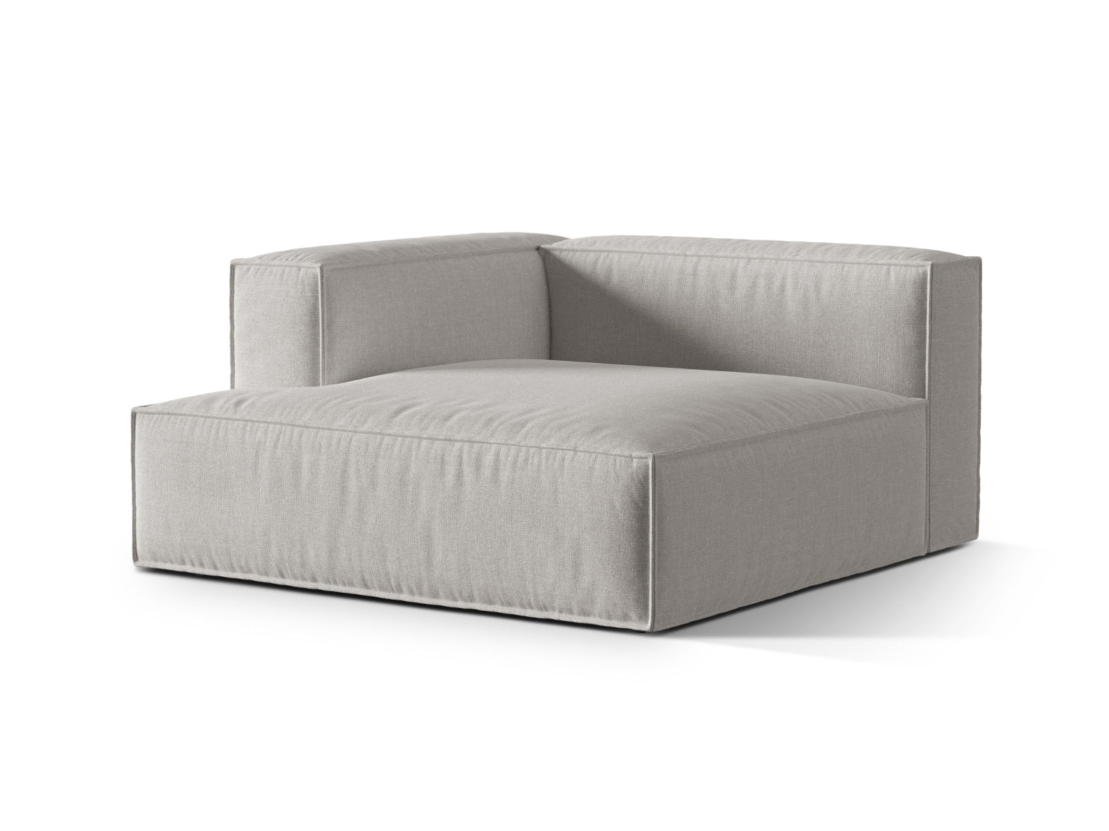 Eleganter 1-Sitzer Chaise Longue Links Nuria in hellem Grau, ideal für stilvolle Wohnräume und vielseitige Sofa-Kombinationen.