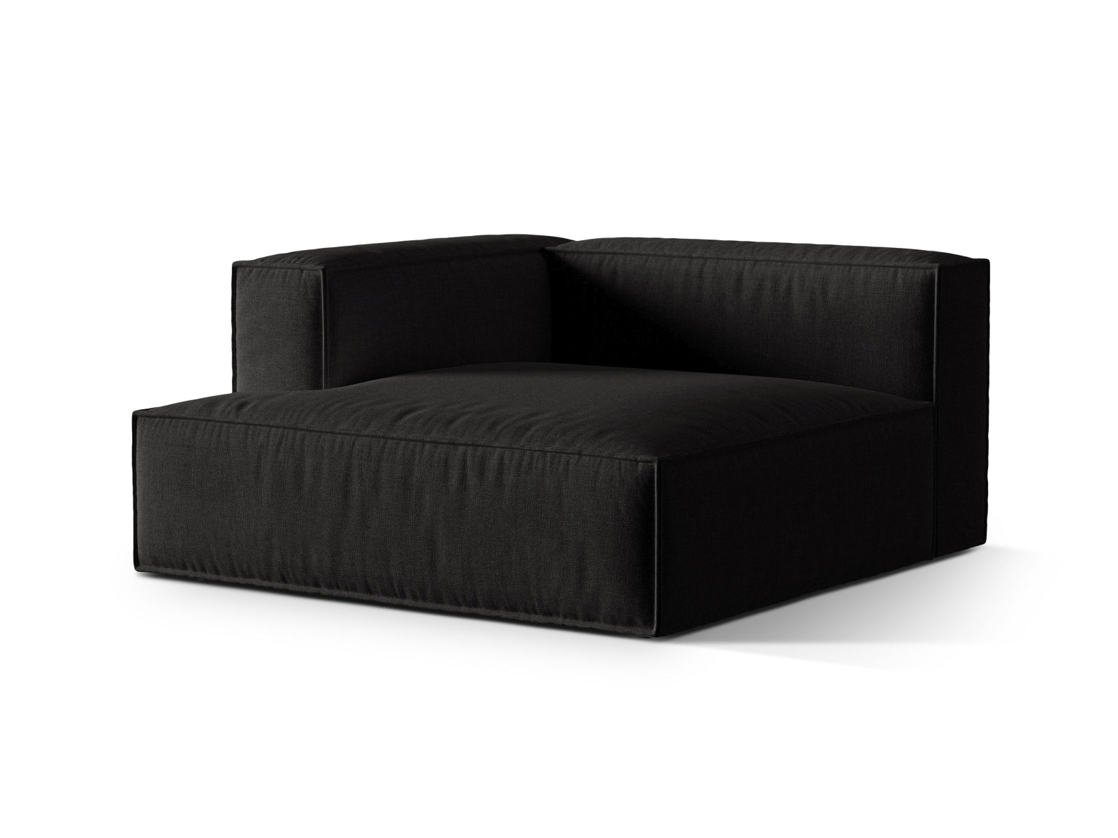 Eleganter 1-Sitzer Chaise Longue Links Nuria in stilvollem Schwarz, ideal für moderne Wohnräume und vielseitige Sofa-Kombinationen.
