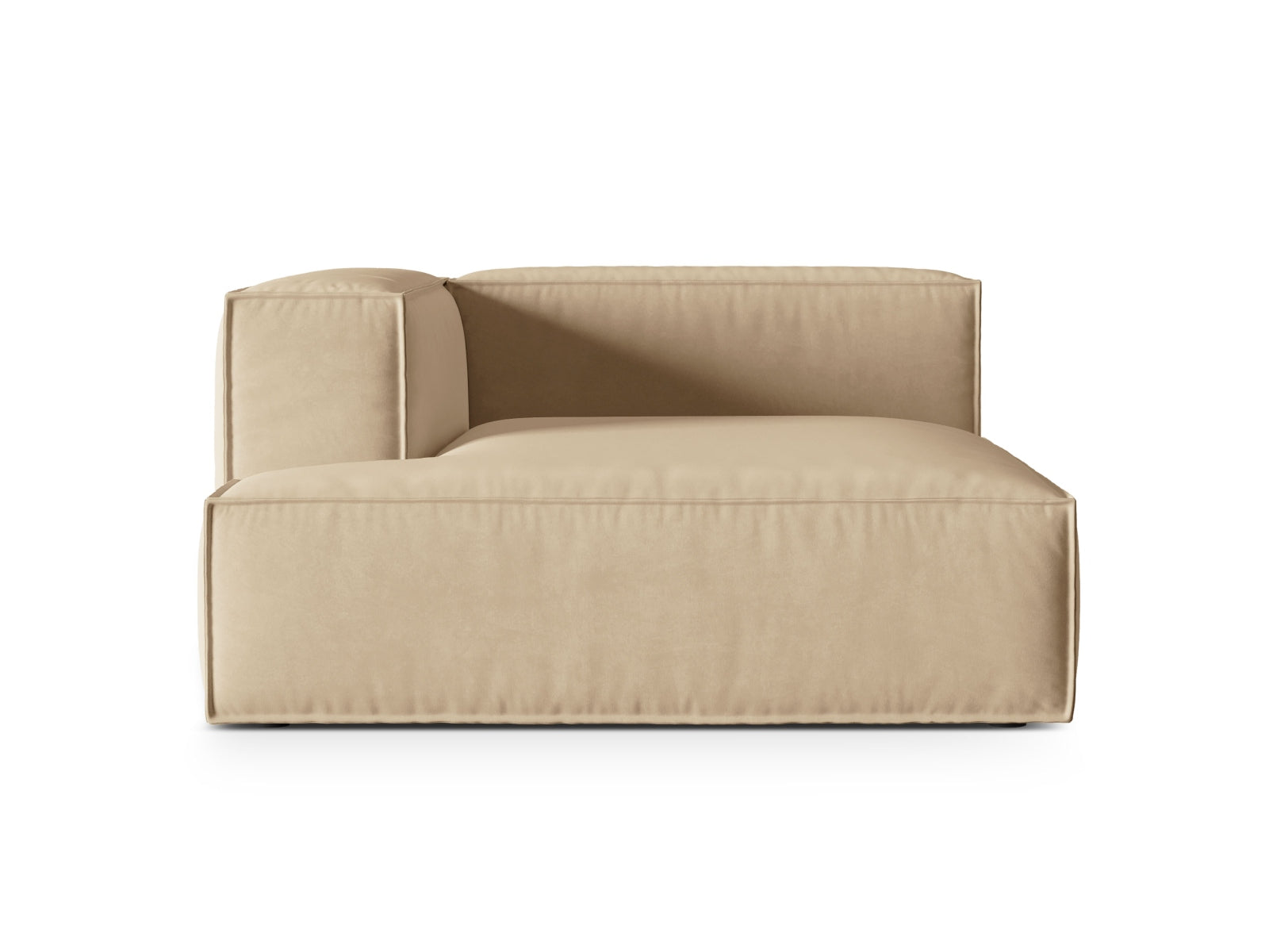 Elegante Nuria Velour Chaise Longue links 1 Sitzer in sanftem Nude, ideal für entspannte Momente und geschmackvolle Wohnräume.