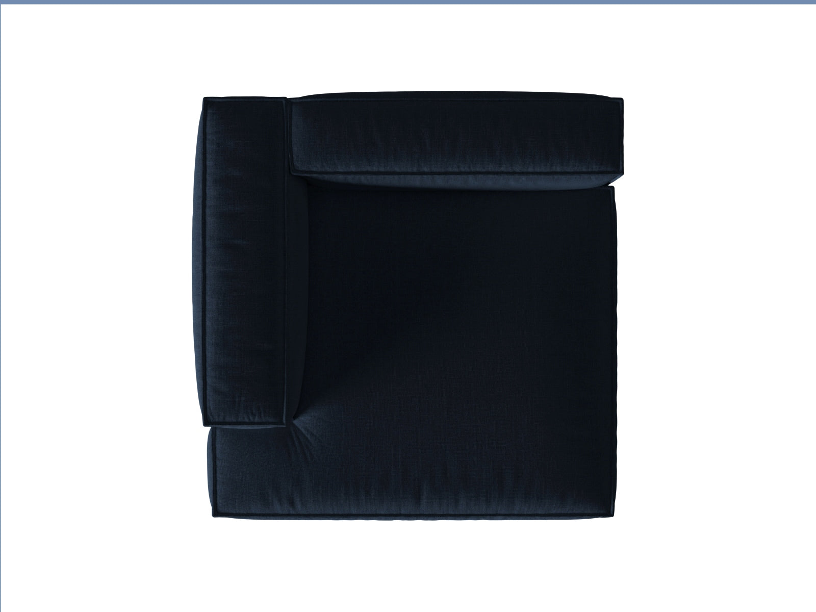 Stilvolle Nuria Velour Chaise Longue links in luxuriösem Blau, perfekt für modernes Wohndesign und gemütliche Entspannungsecken.