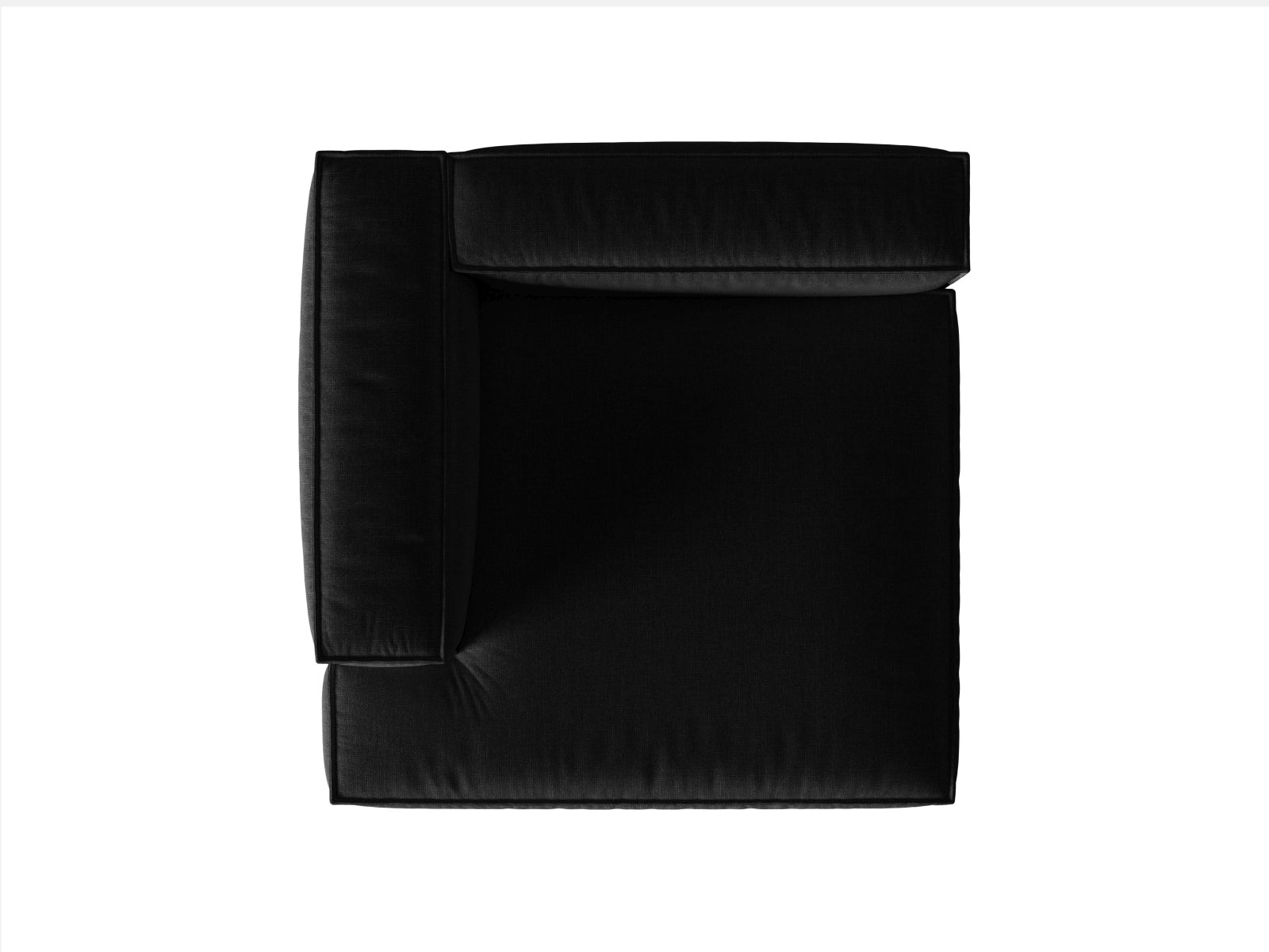 Stilvolle Nuria Velour Chaise Longue links 1 Sitzer in edlem Schwarz, perfekt für gemütliche Leseecken und stilvolle Wohnräume.