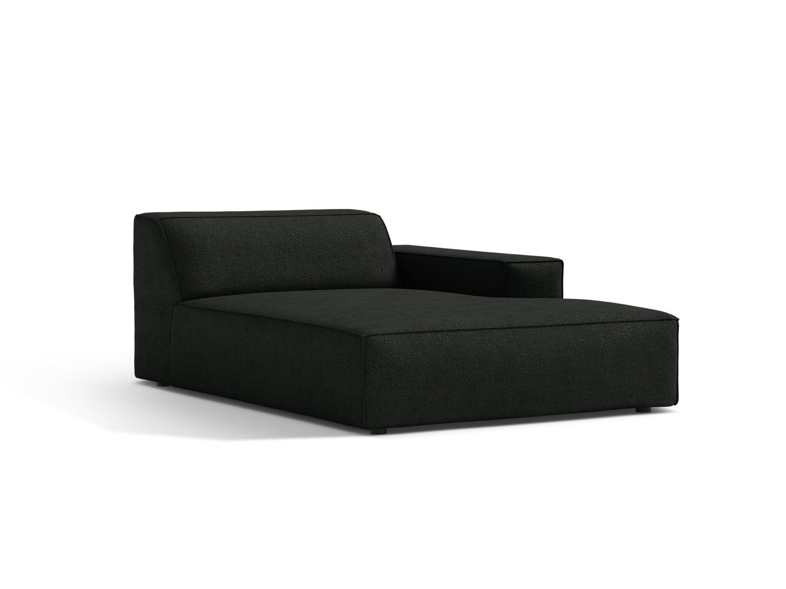 Elegante 1-Sitzer Chaise Longue Rechts Jodie in stilvollem Schwarz, ideal für moderne Wohnräume und vielseitige Sofa-Kombinationen.