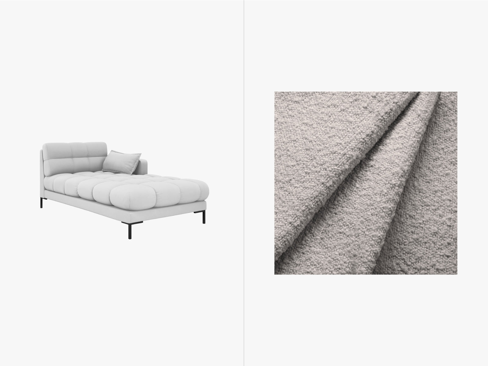 Mamaia Sofa Chaise Lounge rechts 1 Sitz in Light Grey/Schwarz-Baloo präsentiert im Onlineshop von KAQTU Design AG. L-Sofa rechts ist von Micadoni