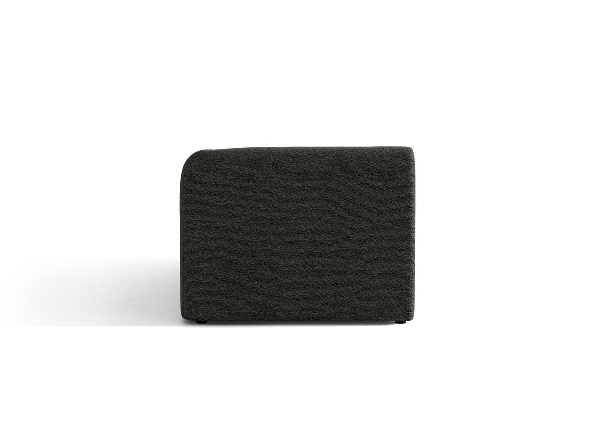 Miley Chaiselongue von Micadoni in Dunkelbeige, Stoffbezug Bluvel, rechtsseitige Ausrichtung, schwarze Kunststoffbeine, modulares Sofa-Element.