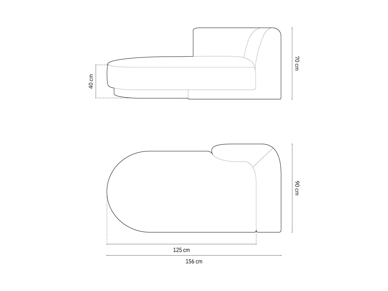 Miley Boucle Sofa Chaise Lounge rechts 2 Sitzer in White präsentiert im Onlineshop von KAQTU Design AG. L-Sofa rechts ist von Micadoni