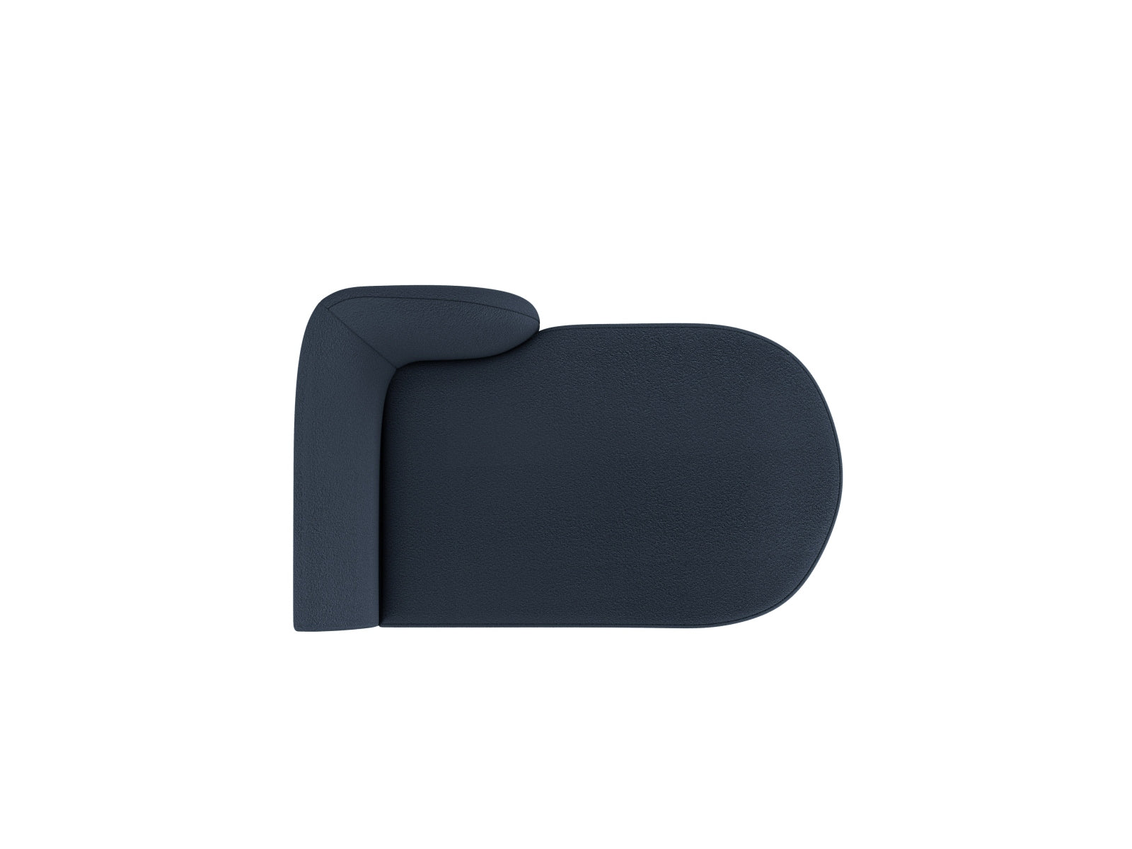 Modernes 2-Sitzer Miley Boucle Sofa Chaise Lounge rechts in Dunkelblau, perfekt für gemütliche und stilvolle Wohnbereiche.