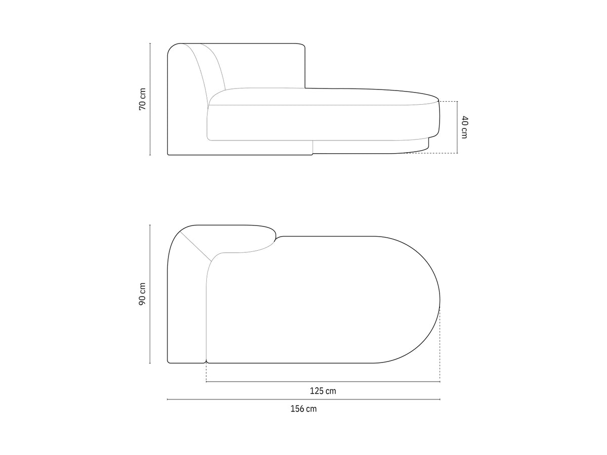 Miley Sofa Chaise Lounge rechts 2 Sitzer in Light Grey-Haga präsentiert im Onlineshop von KAQTU Design AG. L-Sofa rechts ist von Micadoni