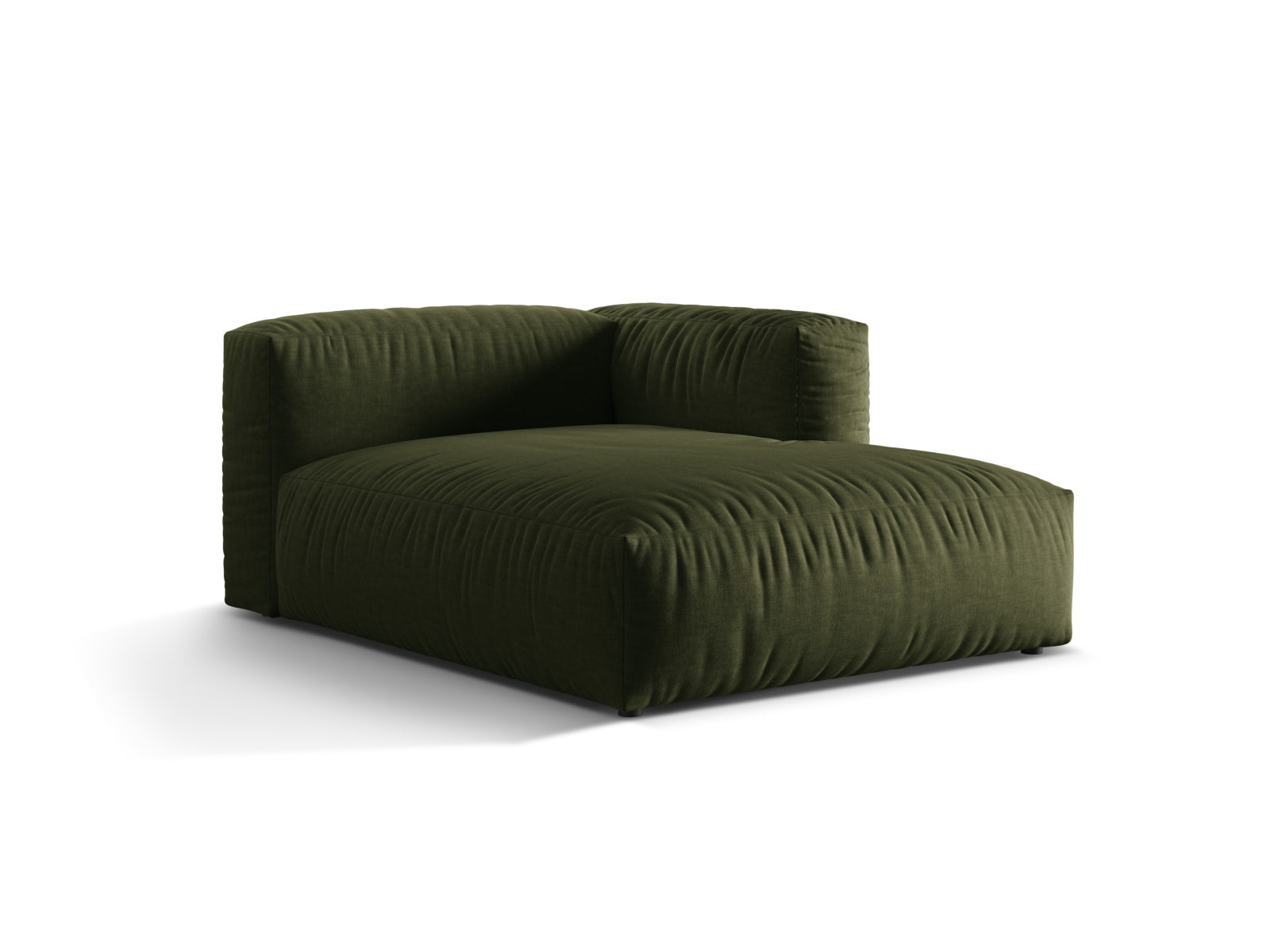 Elegantes Martina Sofa Chaise Lounge rechts mit einem Sitz in stilvollem Green-Boston, ideal für moderne Wohnräume.