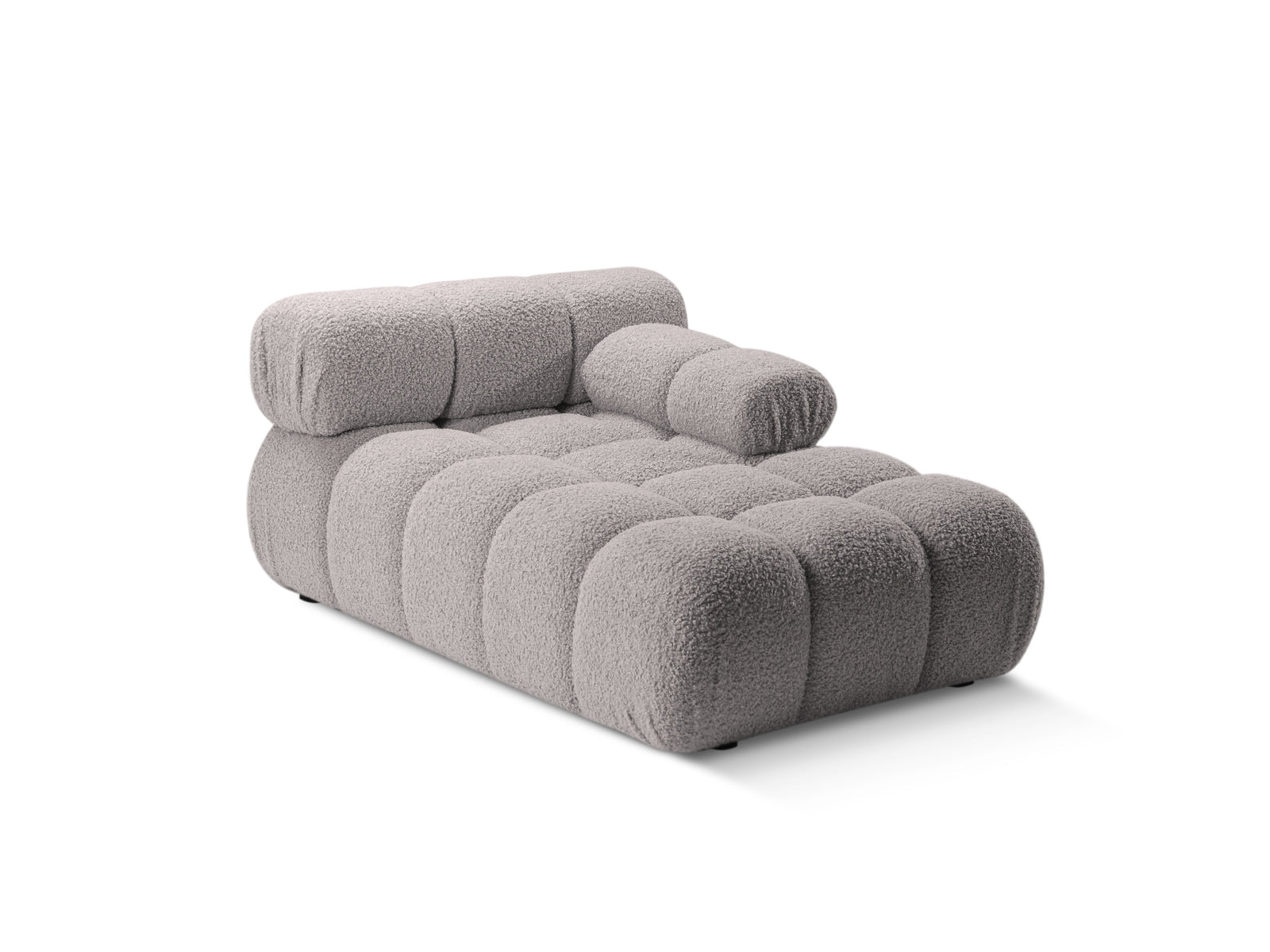 Elegantes Bellis Boucle Sofa Chaise Lounge in hellem Grau, ideal für stilvolle Wohnräume. Komfortable 1-Sitz-Lösung von Micadoni.
