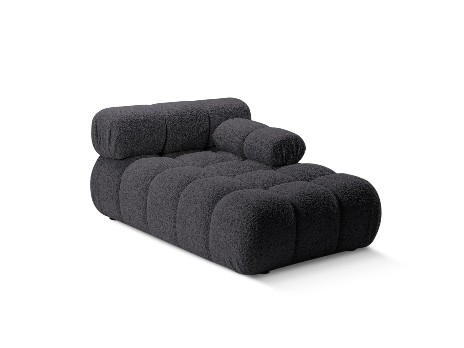 Elegantes Bellis Boucle Sofa Chaise Lounge in Graphit, 1 Sitz, 94cm, ideal für stilvolle Wohnräume, erhältlich bei KAQTU Design AG.