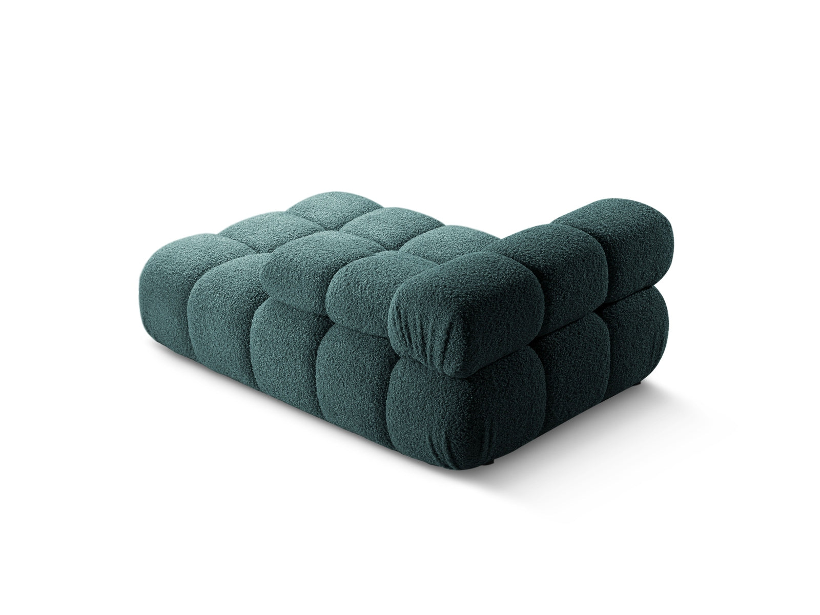 Elegantes Bellis Boucle Sofa Chaise Lounge in Petrol, rechte Variante, 1 Sitz, 94cm, ideal für stilvolle und komfortable Wohnbereiche.