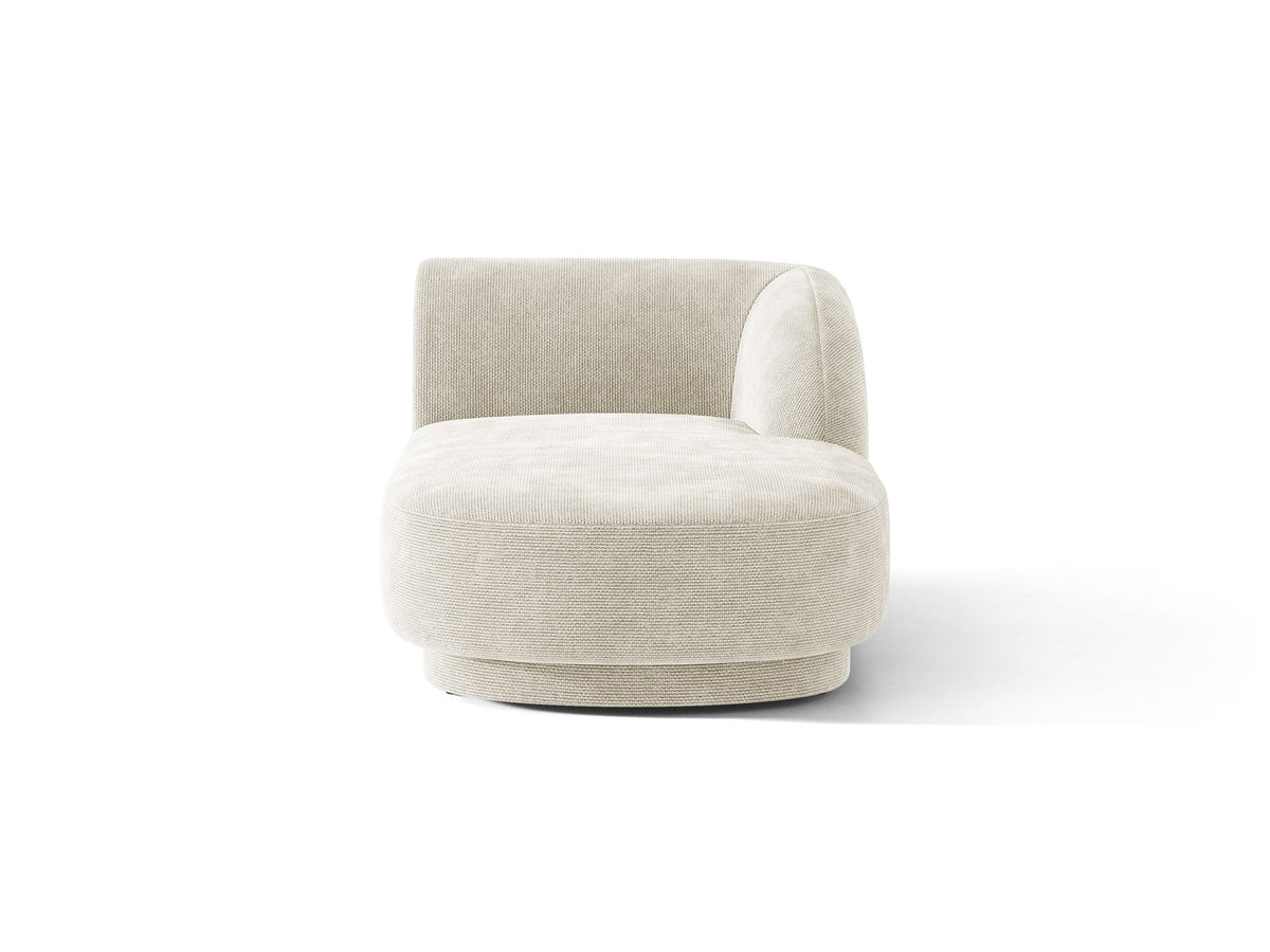 Miley Chaiselongue von Micadoni in Dunkelbeige, Stoffbezug Bluvel, rechtsseitige Ausrichtung, schwarze Kunststoffbeine, modulares Sofa-Element.