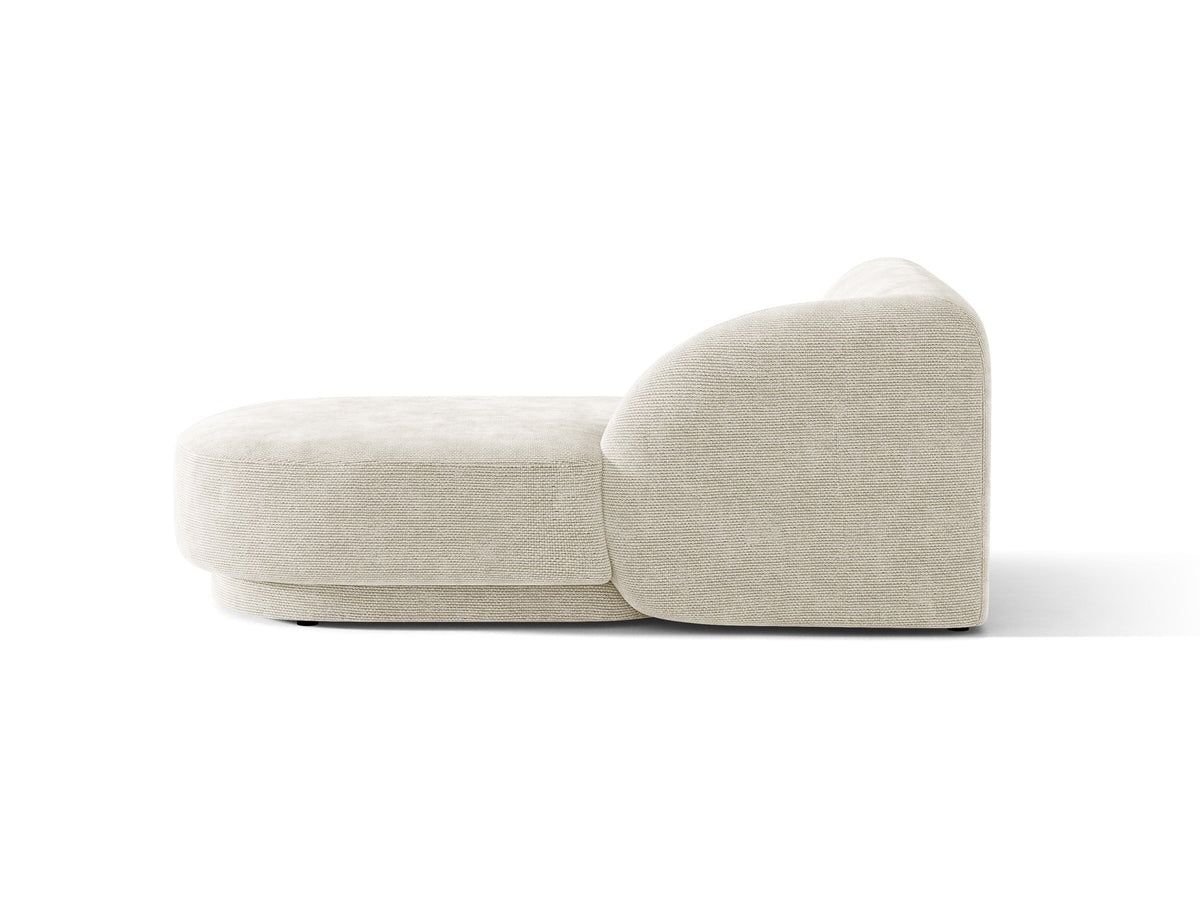 Miley Chaiselongue von Micadoni in Dunkelbeige, Stoffbezug Bluvel, rechtsseitige Ausrichtung, schwarze Kunststoffbeine, modulares Sofa-Element.