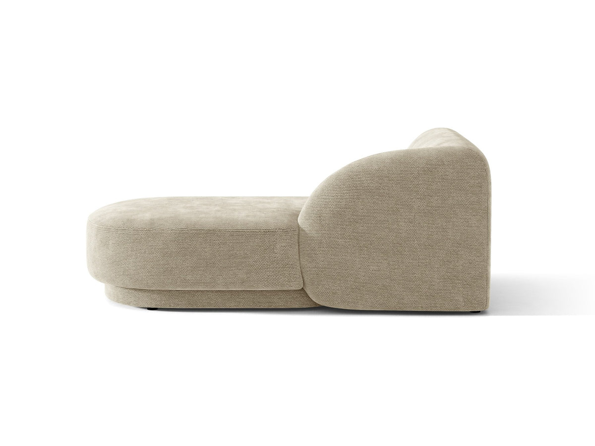 Miley Chaiselongue von Micadoni in Dunkelbeige, Stoffbezug Bluvel, rechtsseitige Ausrichtung, schwarze Kunststoffbeine, modulares Sofa-Element.