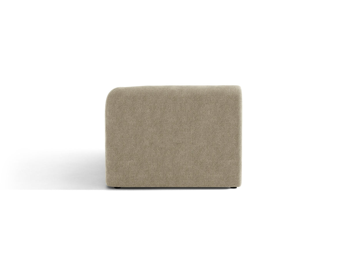 Miley Chaiselongue von Micadoni in Dunkelbeige, Stoffbezug Bluvel, rechtsseitige Ausrichtung, schwarze Kunststoffbeine, modulares Sofa-Element.