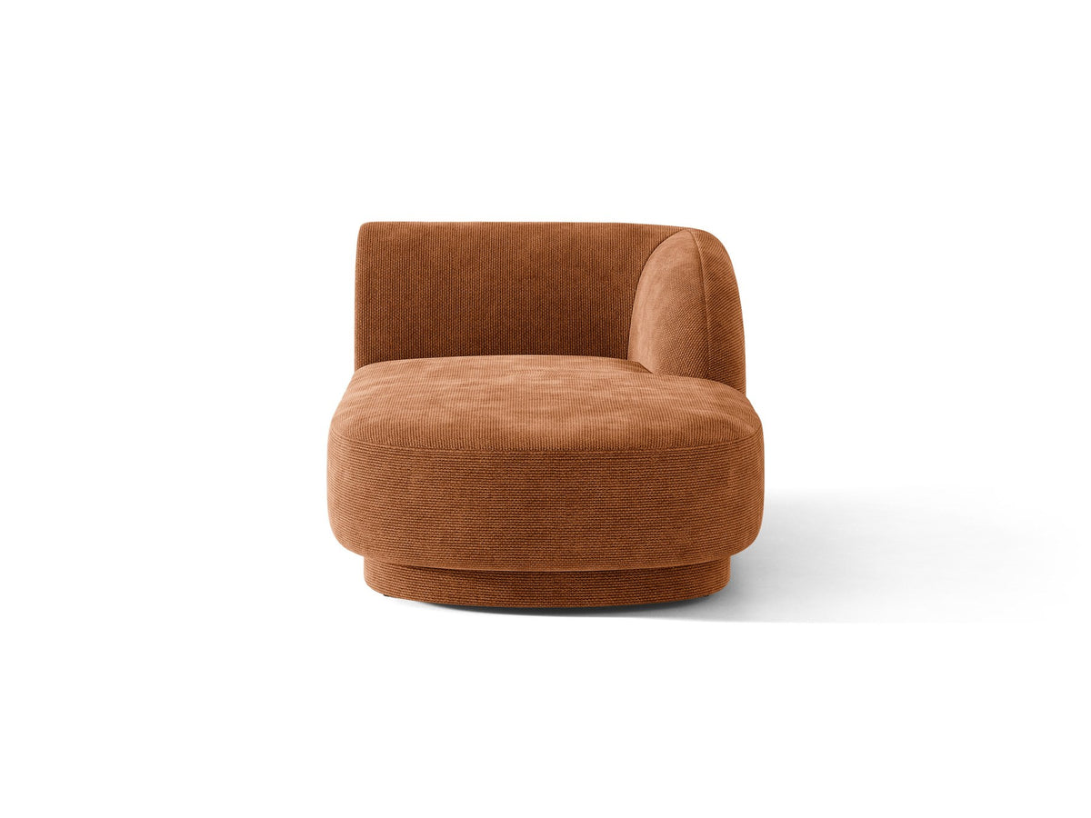Miley Chaiselongue von Micadoni in Dunkelbeige, Stoffbezug Bluvel, rechtsseitige Ausrichtung, schwarze Kunststoffbeine, modulares Sofa-Element.