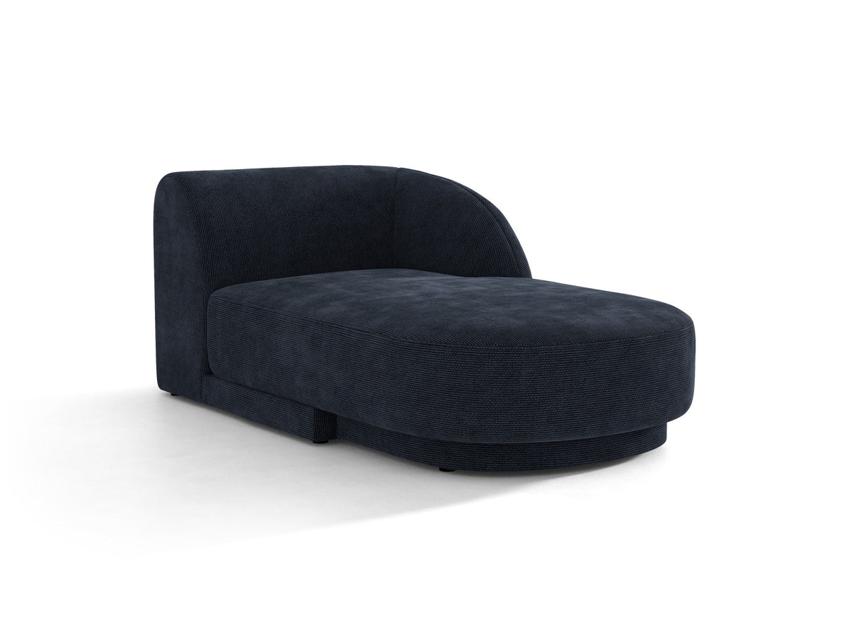 Miley Chaiselongue von Micadoni in Dunkelbeige, Stoffbezug Bluvel, rechtsseitige Ausrichtung, schwarze Kunststoffbeine, modulares Sofa-Element.
