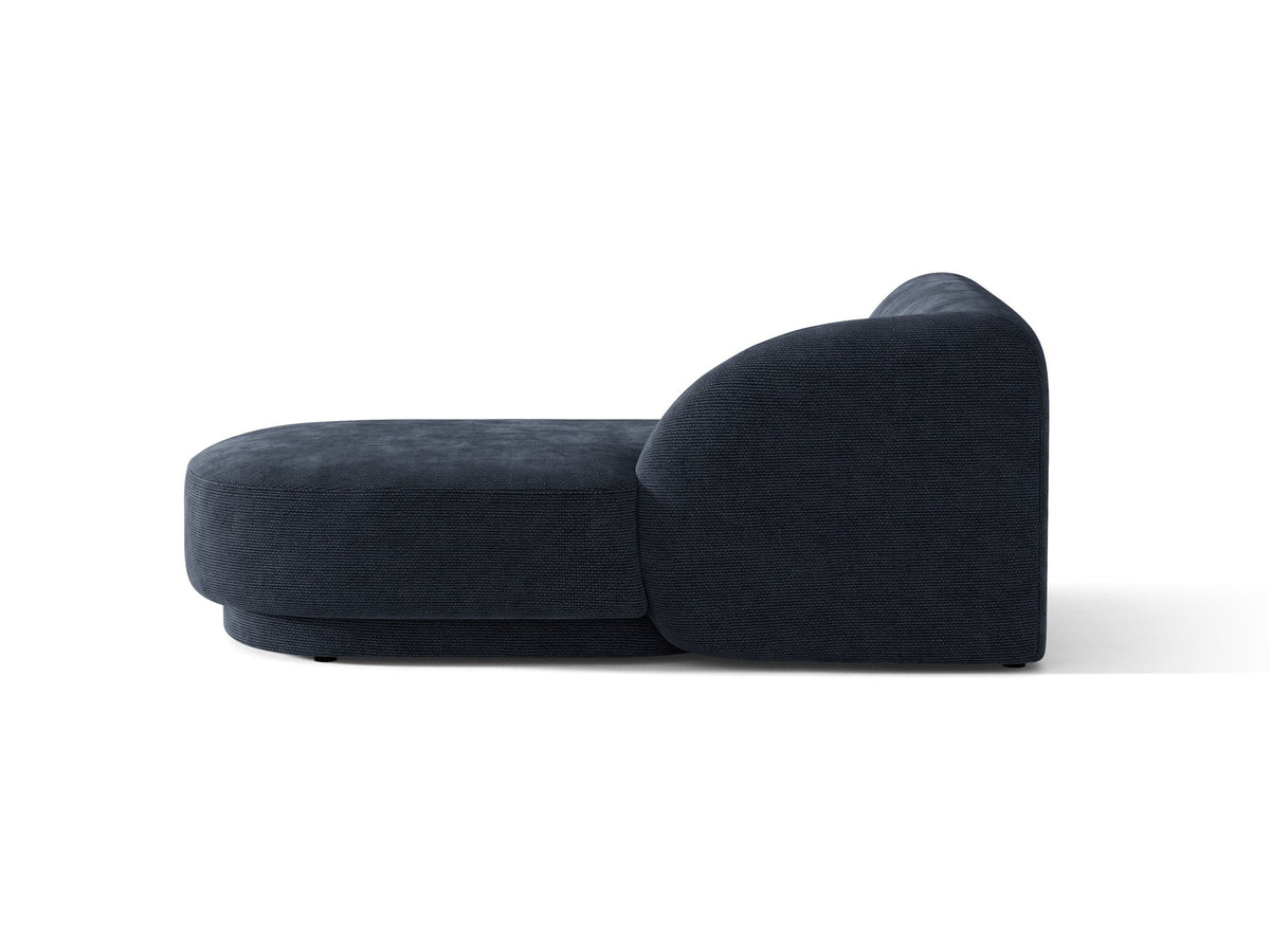 Miley Chaiselongue von Micadoni in Dunkelbeige, Stoffbezug Bluvel, rechtsseitige Ausrichtung, schwarze Kunststoffbeine, modulares Sofa-Element.