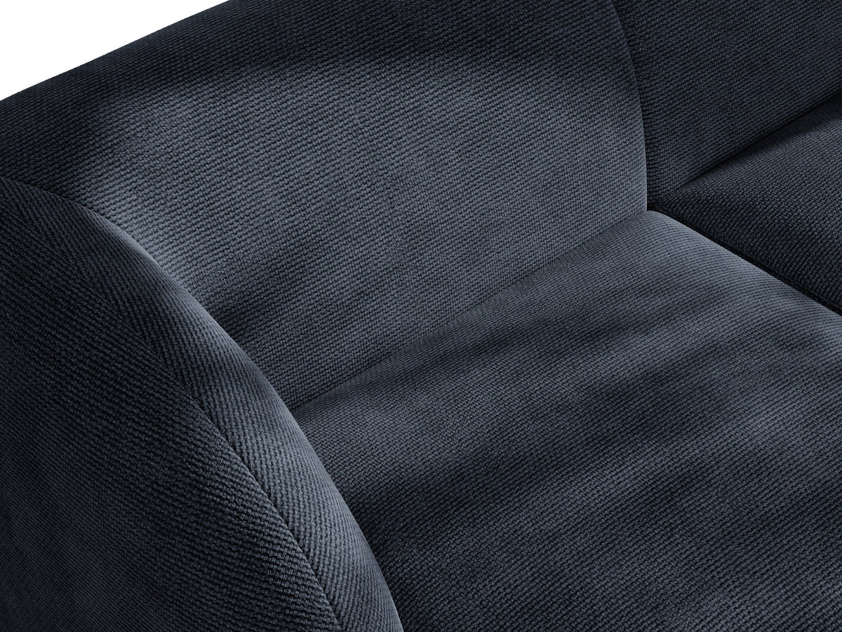 Miley Chaiselongue von Micadoni in Dunkelbeige, Stoffbezug Bluvel, rechtsseitige Ausrichtung, schwarze Kunststoffbeine, modulares Sofa-Element.