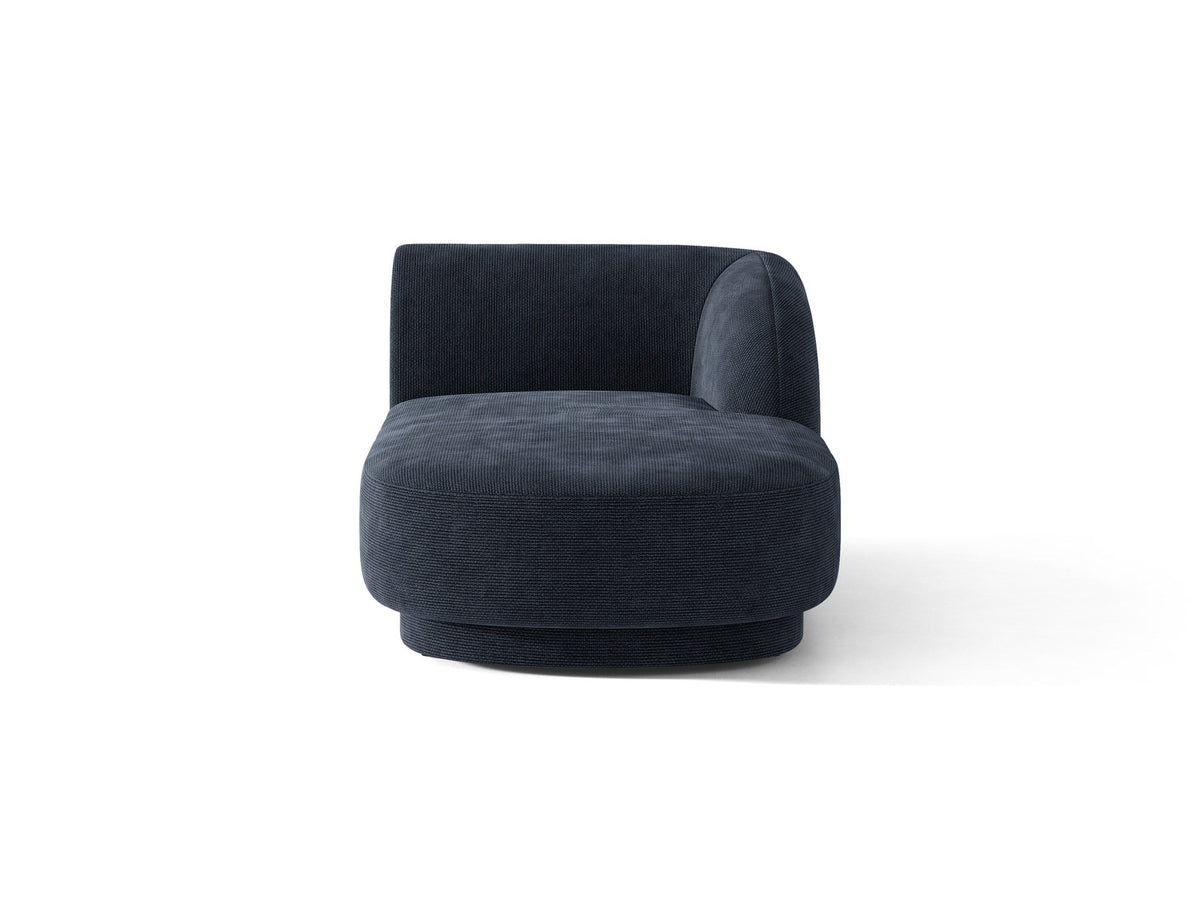 Miley Chaiselongue von Micadoni in Dunkelbeige, Stoffbezug Bluvel, rechtsseitige Ausrichtung, schwarze Kunststoffbeine, modulares Sofa-Element.