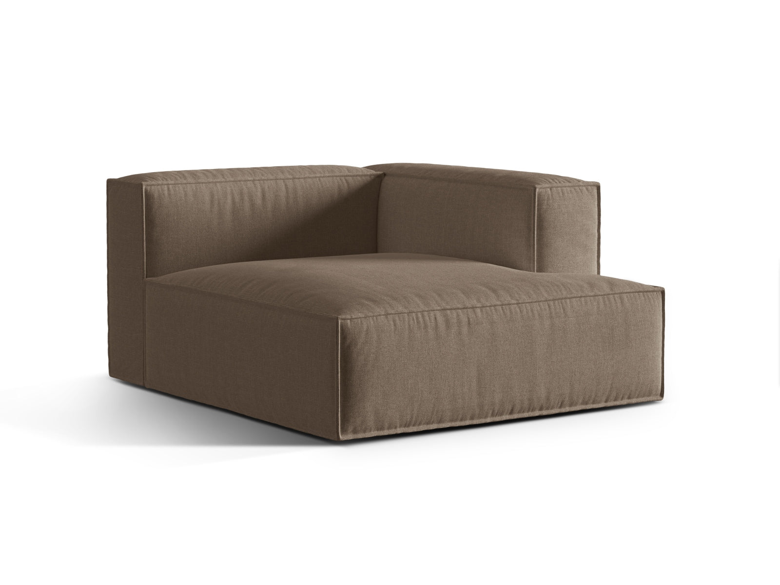 Eleganter 1-Sitzer Chaise Longue Rechts Nuria in stilvollem Cappuccino-Liberty, ideal für moderne Wohnräume und vielseitige Sofa-Kombinationen.