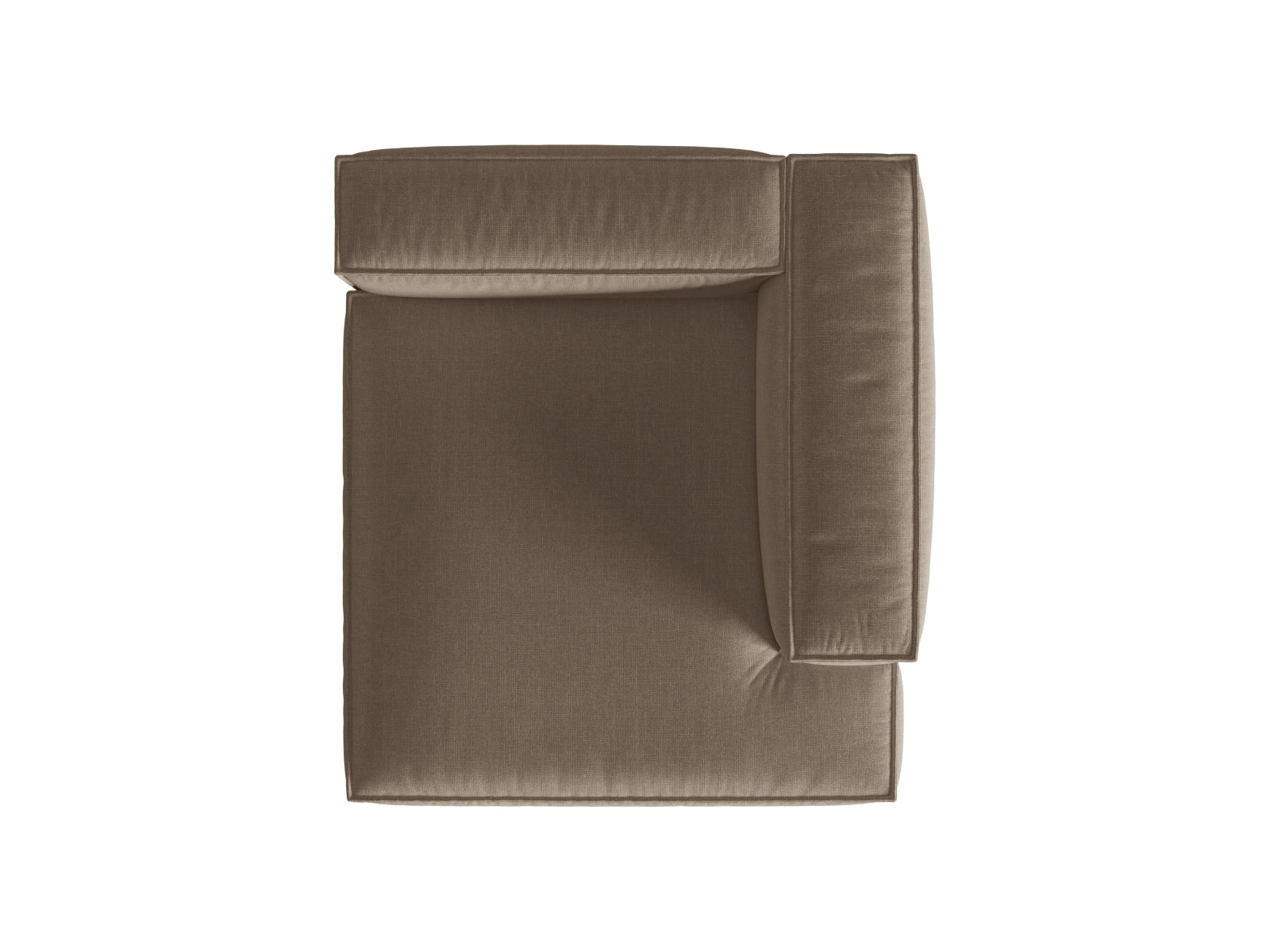 Stylische rechte Chaise Longue Nuria in sanftem Cappuccino, perfekt für zeitgemäße Wohnräume und vielseitige Einrichtungsmöglichkeiten.