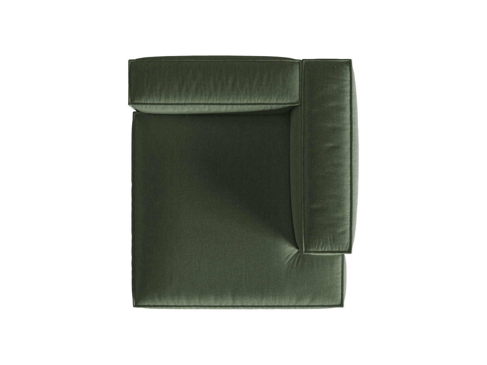 Modulares Sofa 1-Sitzer Chaise Longue Rechts Nuria in edlem Moosgrün, perfekt für moderne Wohnkonzepte und gemütliche Auszeiten.