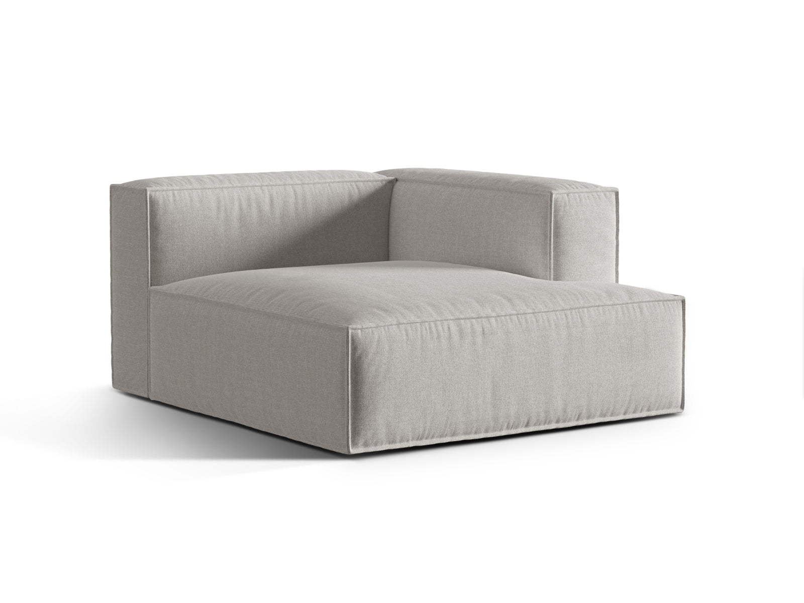 Eleganter 1-Sitzer Chaise Longue Rechts Nuria in hellem Grau, ideal für stilvolle Wohnräume und vielseitige Sofa-Kombinationen.