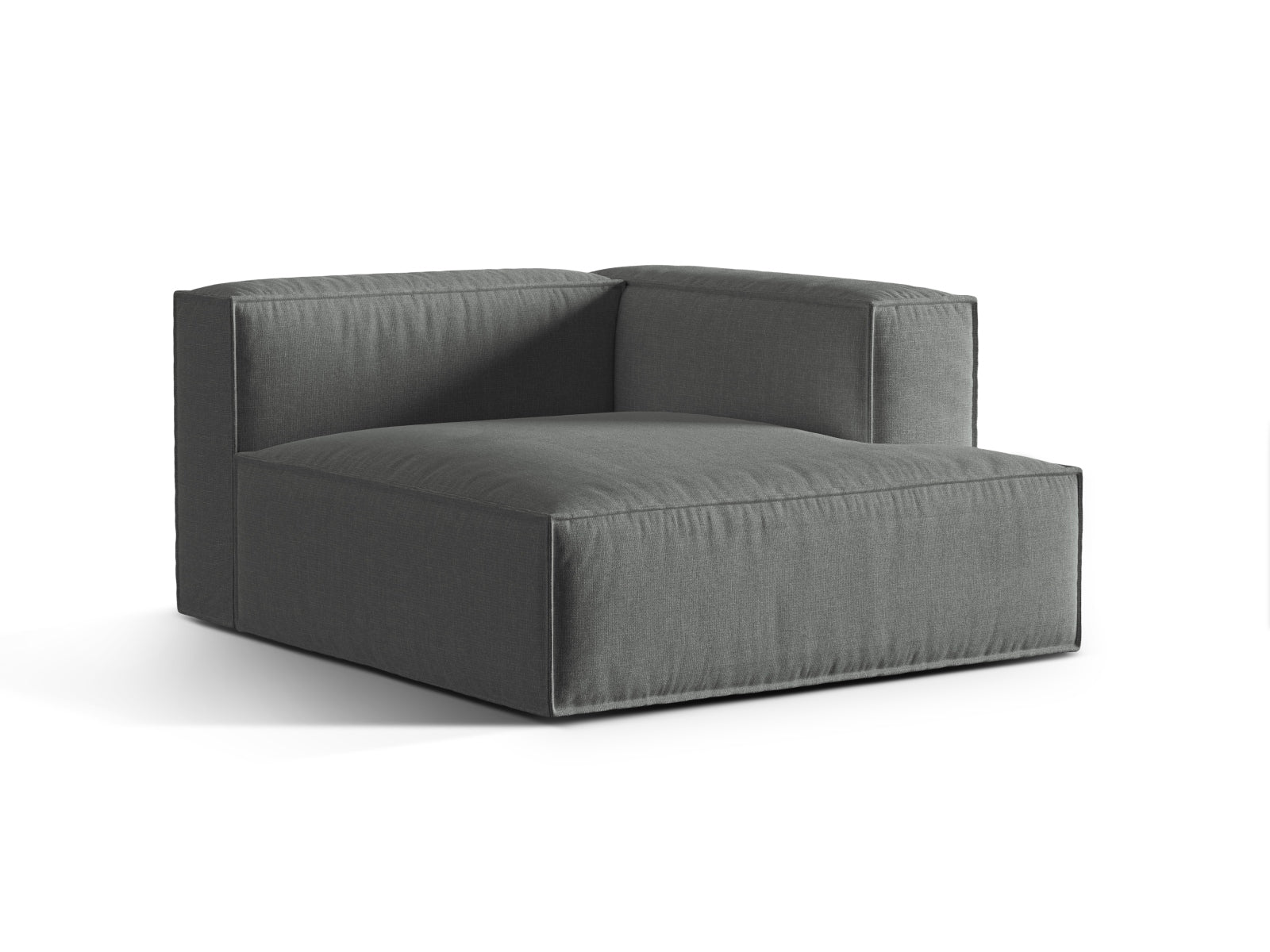 Eleganter 1-Sitzer Chaise Longue Rechts Nuria in stilvollem Grau, ideal für moderne Wohnräume und vielseitige Sofa-Kombinationen.