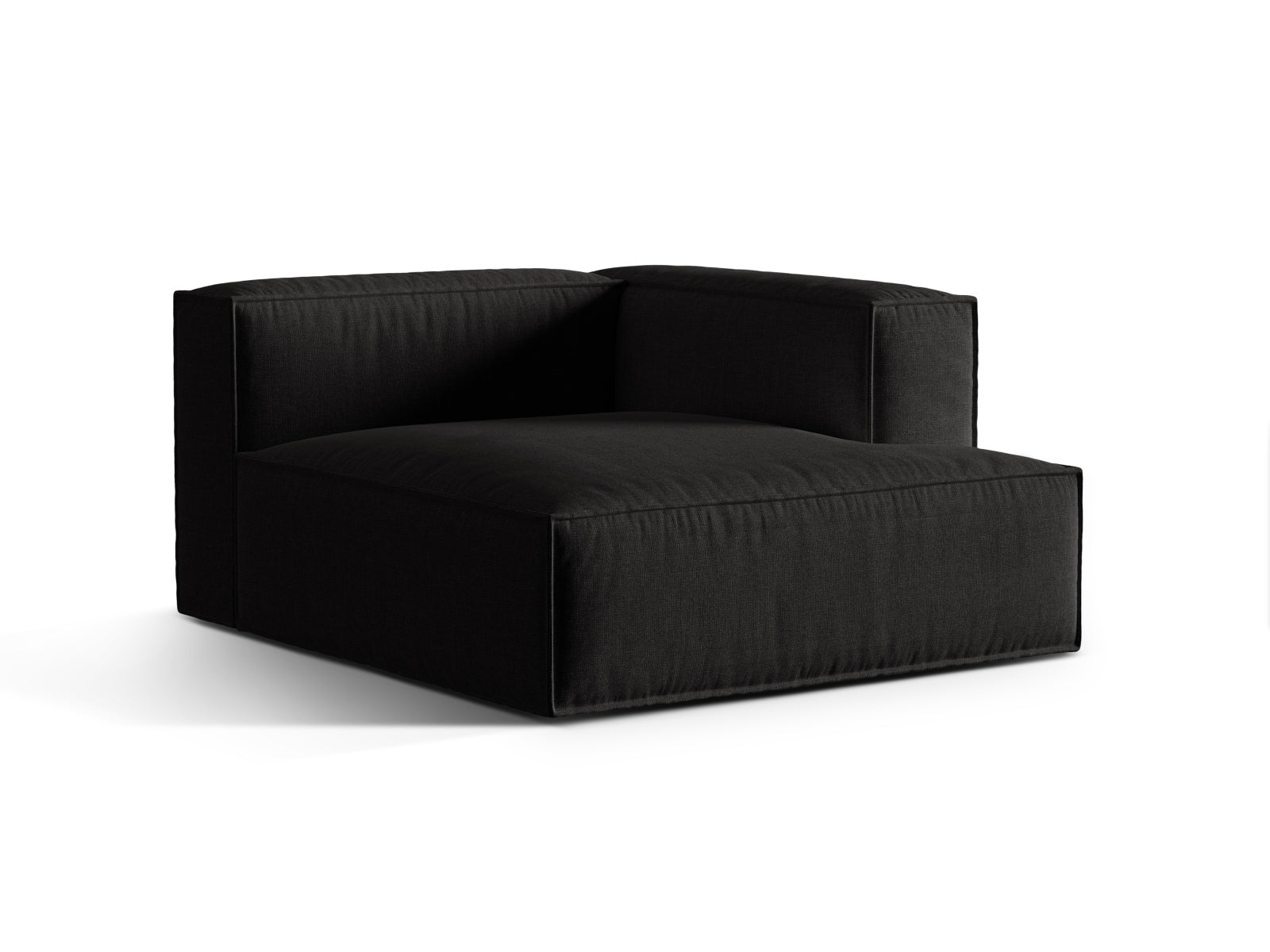 Eleganter 1-Sitzer Chaise Longue Rechts Nuria in stilvollem Schwarz, ideal für moderne Wohnräume und vielseitige Sofa-Kombinationen.
