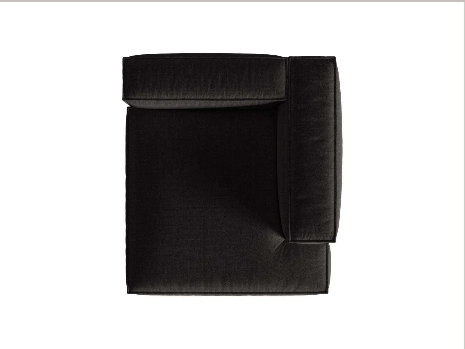 Stylische rechte Chaise Longue Nuria in Schwarz, perfekt für zeitgemäße Wohnräume und anpassbare Sofakombinationen.