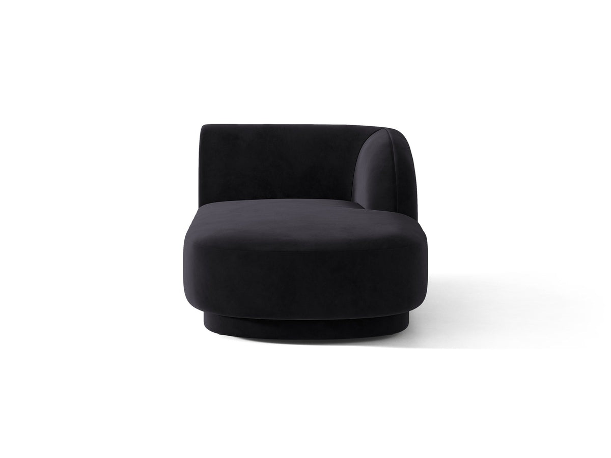 Miley Chaiselongue von Micadoni in Dunkelbeige, Stoffbezug Bluvel, rechtsseitige Ausrichtung, schwarze Kunststoffbeine, modulares Sofa-Element.