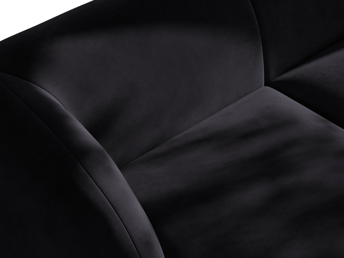 Miley Chaiselongue von Micadoni in Dunkelbeige, Stoffbezug Bluvel, rechtsseitige Ausrichtung, schwarze Kunststoffbeine, modulares Sofa-Element.