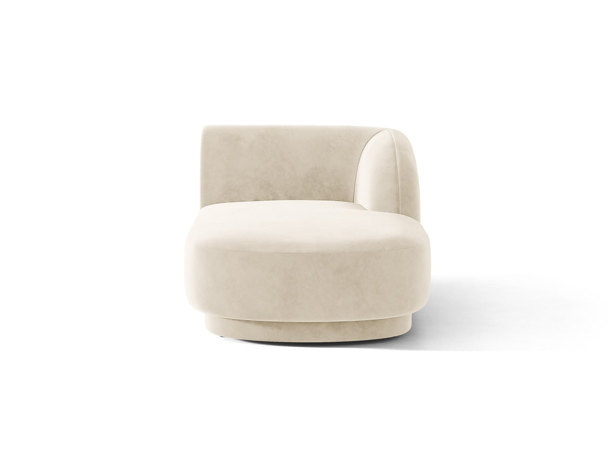 Miley Chaiselongue von Micadoni in Dunkelbeige, Stoffbezug Bluvel, rechtsseitige Ausrichtung, schwarze Kunststoffbeine, modulares Sofa-Element.