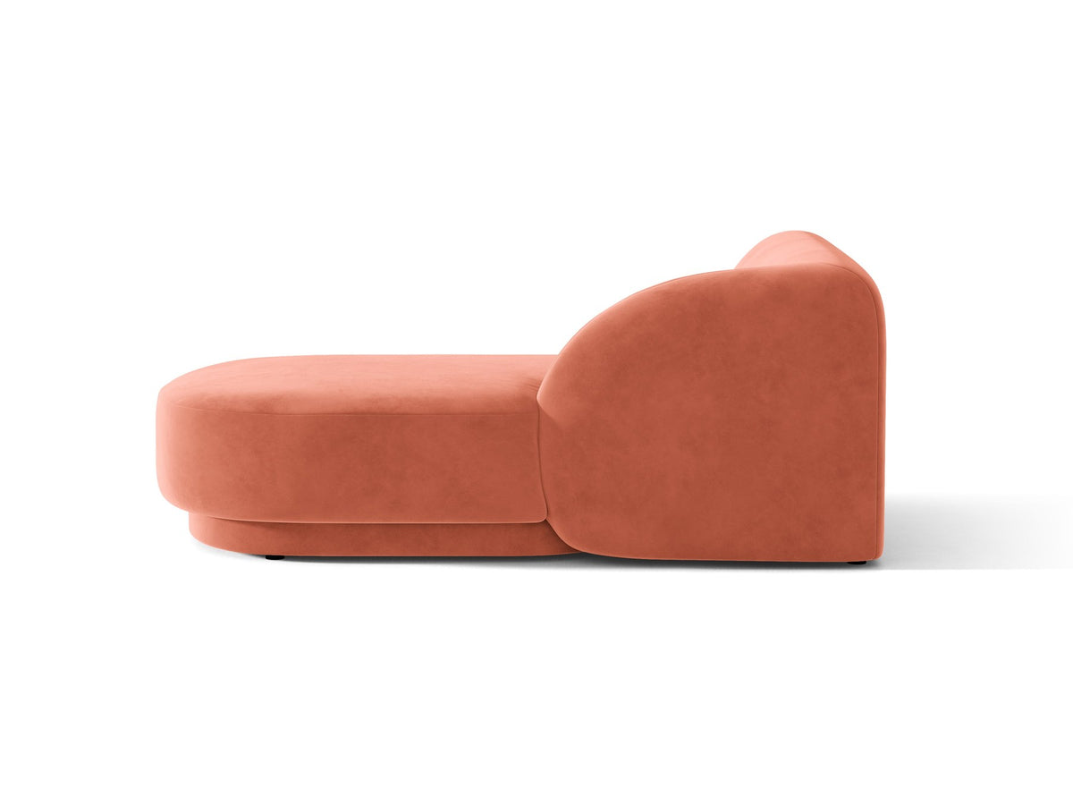 Miley Chaiselongue von Micadoni in Dunkelbeige, Stoffbezug Bluvel, rechtsseitige Ausrichtung, schwarze Kunststoffbeine, modulares Sofa-Element.