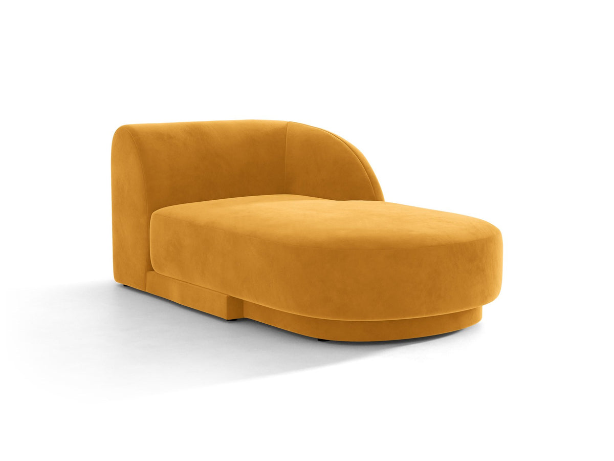 Miley Chaiselongue von Micadoni in Dunkelbeige, Stoffbezug Bluvel, rechtsseitige Ausrichtung, schwarze Kunststoffbeine, modulares Sofa-Element.