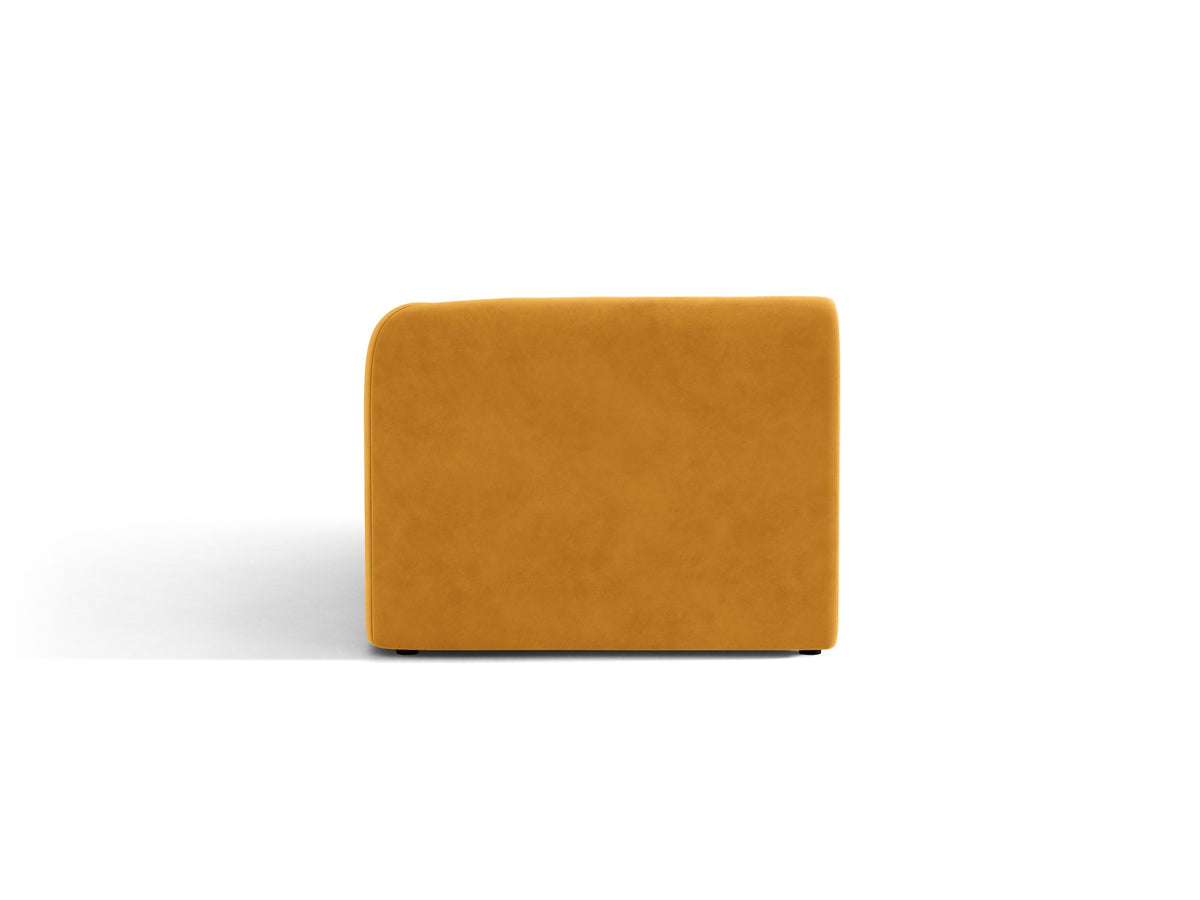 Miley Chaiselongue von Micadoni in Dunkelbeige, Stoffbezug Bluvel, rechtsseitige Ausrichtung, schwarze Kunststoffbeine, modulares Sofa-Element.