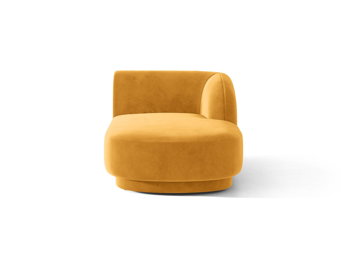 Miley Chaiselongue von Micadoni in Dunkelbeige, Stoffbezug Bluvel, rechtsseitige Ausrichtung, schwarze Kunststoffbeine, modulares Sofa-Element.