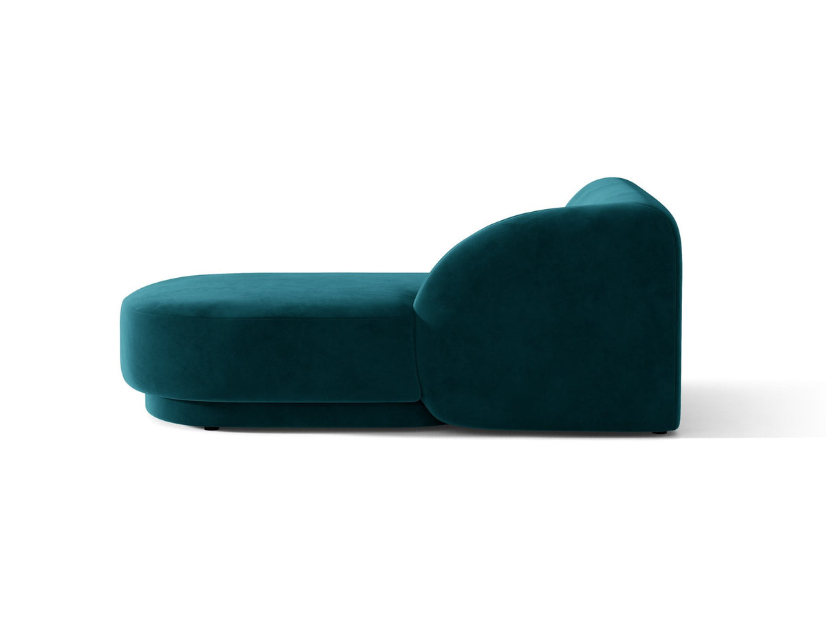 Miley Chaiselongue von Micadoni in Dunkelbeige, Stoffbezug Bluvel, rechtsseitige Ausrichtung, schwarze Kunststoffbeine, modulares Sofa-Element.
