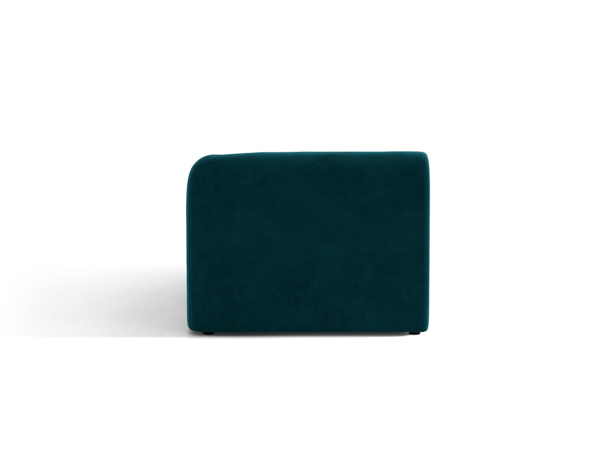 Miley Chaiselongue von Micadoni in Dunkelbeige, Stoffbezug Bluvel, rechtsseitige Ausrichtung, schwarze Kunststoffbeine, modulares Sofa-Element.